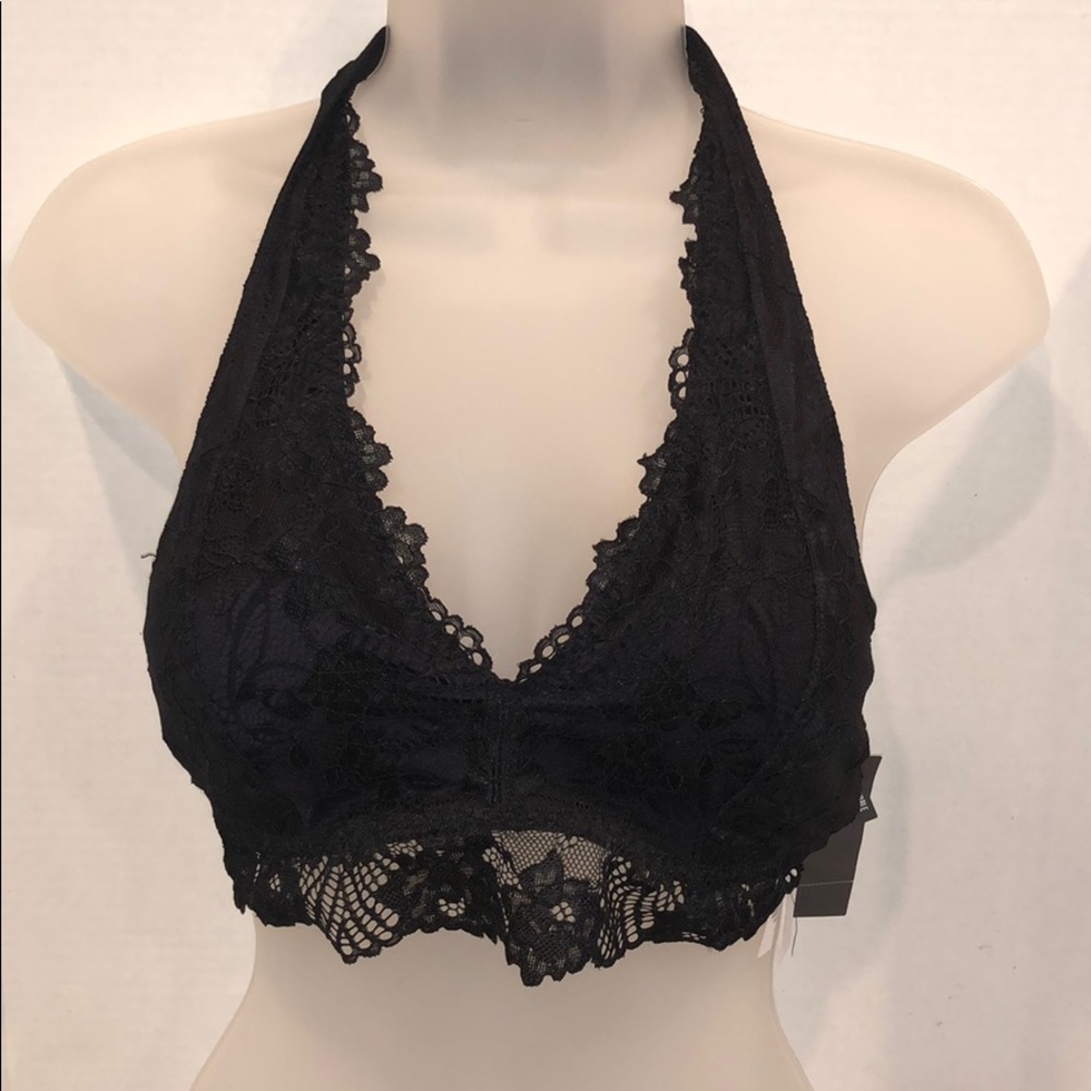 A& F NWT Black Lace Halter Bralette